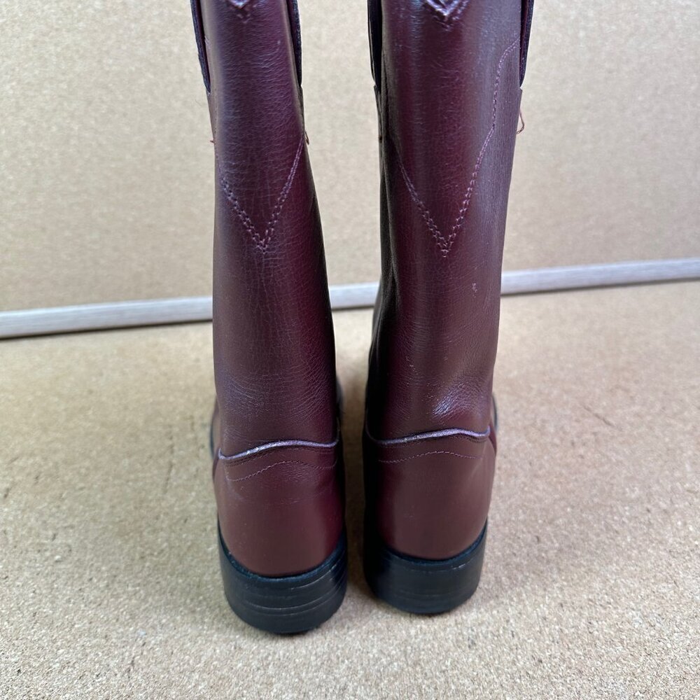 Vintage Tony Lama Burgundy Red Womens Cowboy Cowgirl Roper Boots Size 5 A - Picture 4 of 10